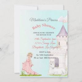Princess Unicorn Pink Blue Baby Girl Shower Invi Kaart