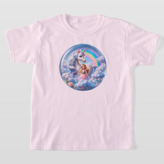 Princess Unicorn Shirt: regenboog en pastelwolken T-shirt (Laagn)