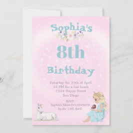 Princess Unicorn Stars Pink Cute Age Birthday Kaart