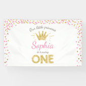 Princess verjaardagsbanner Royal Pink en Gold Girl Spandoek (Horizontaal)