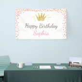 Princess verjaardagsbanner Royal Pink en Gold Girl Spandoek (Beurs)
