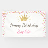 Princess verjaardagsbanner Royal Pink en Gold Girl Spandoek (Horizontaal)