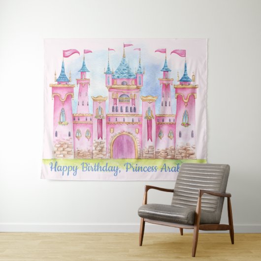 Princess Verjaardagsfeest Achtergrond Banner Wandkleed (In Situ (horizontaal))