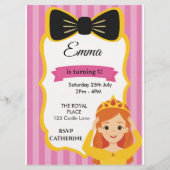 Princess Verjaardagsuitnodiging voor Meisjes Menu (Voorkant)