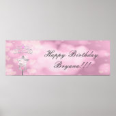 Princess Wand & Crown Custom Birthday Party Banner Poster (Voorkant)