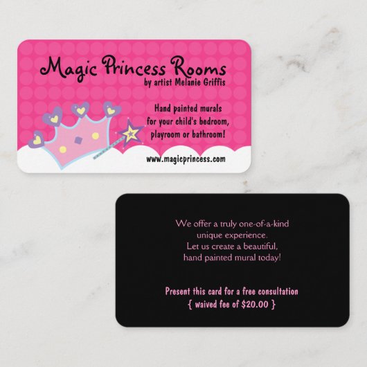 Princess Wand Pink Dot Visitekaartje (Voorkant / Achterkant)