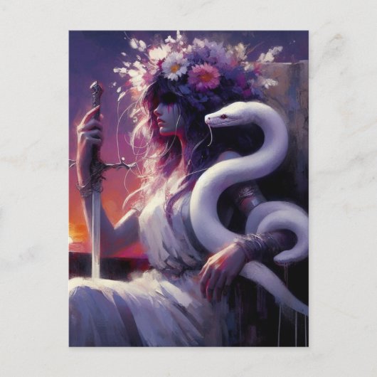 Princess Warrior en haar huisdier slang Briefkaart (Voorkant)