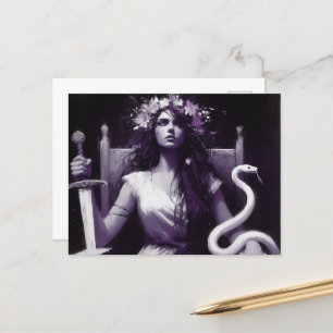 Princess Warrior & Her Pet Snake Paarse Zwart Briefkaart