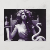 Princess Warrior & Her Pet Snake Paarse Zwart Briefkaart (Voorkant)