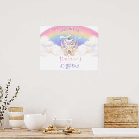 Princess Welcome Sign. met Pastel Rainbow Poster (Keuken)