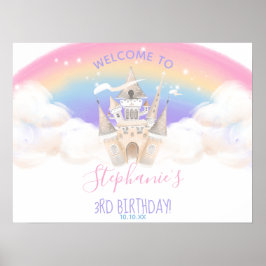 Princess Welcome Sign. met Pastel Rainbow Poster