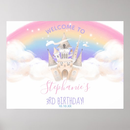 Princess Welcome Sign. met Pastel Rainbow Poster (Voorkant)