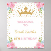 Princess Welcome Sign, Princess Birthday Welcome Poster (Voorkant)