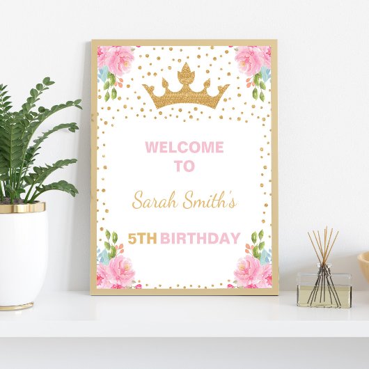 Princess Welcome Sign, Princess Birthday Welcome Poster