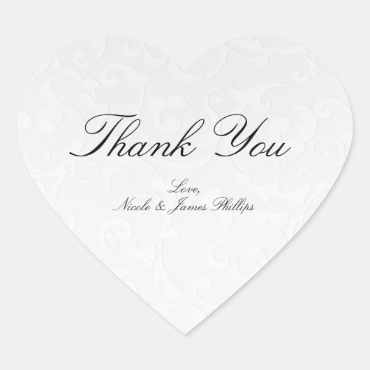 Princess White Damask Storybook Elegant Wedding Hart Sticker (Voorkant)