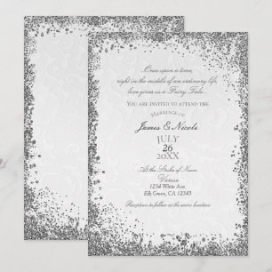 Princess White Damask Storybook Elegant Wedding Kaart