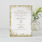Princess White Damask Storybook Elegant Wedding Kaart (Staand voorkant)