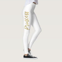 Princess White & Gold Faux Folie Yoga Broek