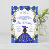 Princess White Navy Rozen Charra 15 Uitnodiging 2 (Staand voorkant)