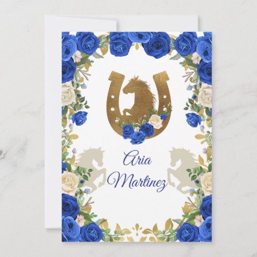 Princess White Navy Rozen Charra 15 Uitnodiging 2 (Achterkant)