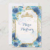 Princess White Roses Mexican Mis Quince Invitation Kaart (Achterkant)