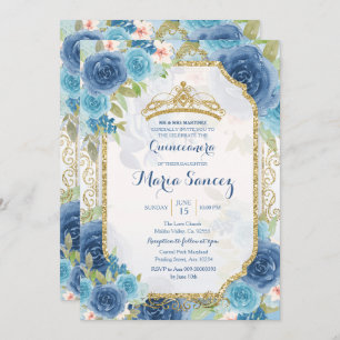 Princess White Roses Mexican Mis Quince Invitation Kaart