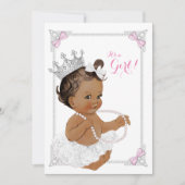 Princess White Tutu Pink Pearl Etnisch Baby shower Kaart (Voorkant)