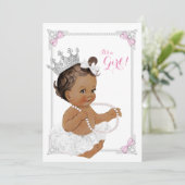 Princess White Tutu Pink Pearl Etnisch Baby shower Kaart (Staand voorkant)