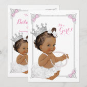 Princess White Tutu Pink Pearl Etnisch Baby shower Kaart (Voorkant / Achterkant)