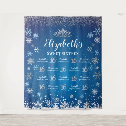 Princess Winter Sweet 16 photobooth Backdrop Wandkleed (Voorkant)