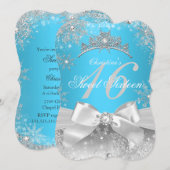 Princess Winter Wonderland Blue Sweet 16 Kaart (Voorkant / Achterkant)