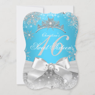 Princess Winter Wonderland Blue Sweet 16 Kaart