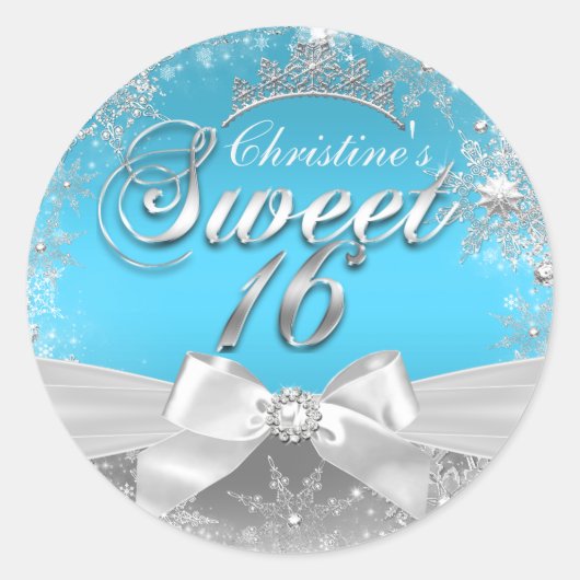 Princess Winter Wonderland Blue Sweet 16 Sticker (Voorkant)