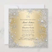 Princess Winter Wonderland Gold Sweet 16 Party Kaart (Achterkant)