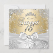 Princess Winter Wonderland Gold Sweet 16 Party Kaart (Voorkant)
