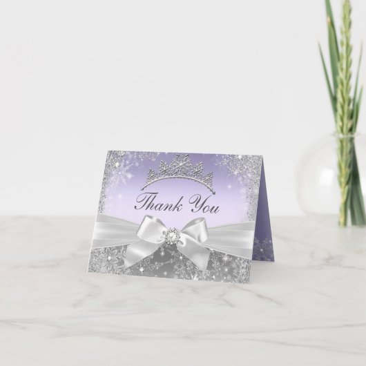 Princess Winter Wonderland Paarse bedankkaart (Voorkant)