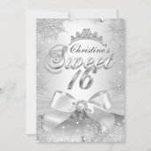 Princess Winter Wonderland Silver Sweet 16 Invite Kaart (Voorkant)