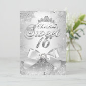 Princess Winter Wonderland Silver Sweet 16 Invite Kaart (Staand voorkant)