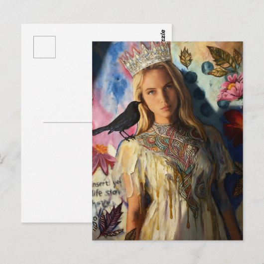 Princess With a Black Bird Briefkaart (Voorkant / Achterkant)