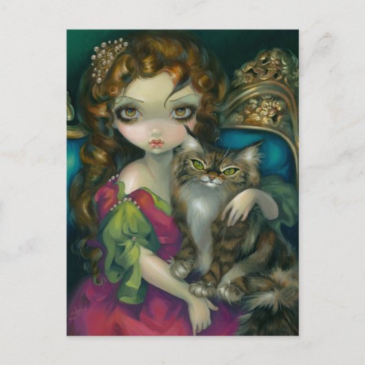 "Princess with a Maine Coon Cat"-Briefkaart Briefkaart (Voorkant)