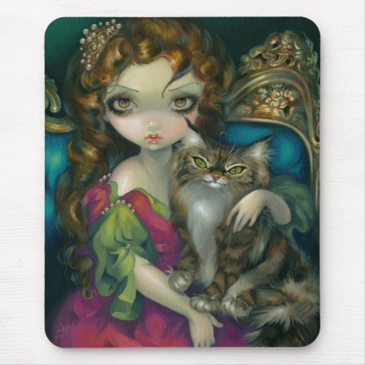 "Princess with a Maine Coon Cat" Mousepad Muismat (Voorkant)