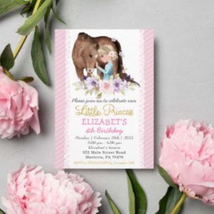 Princess with Horse Birthday Party Invitation Kaart
