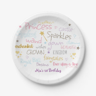 PRINCESS Woorden Cute Verjaardagsfeest Borden Papieren Bordje