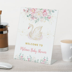 Princess Zwaan Baby Shower Welkom Reclamebord Met Voetstuk