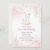 Princess zwan verjaardaguitnodiging roze goud kaart (Voorkant)