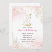 Princess zwan verjaardaguitnodiging roze goud kaart (Voorkant / Achterkant)