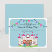 Princesses en uitnodigingen van de Birthday Party (Voorkant / Achterkant)