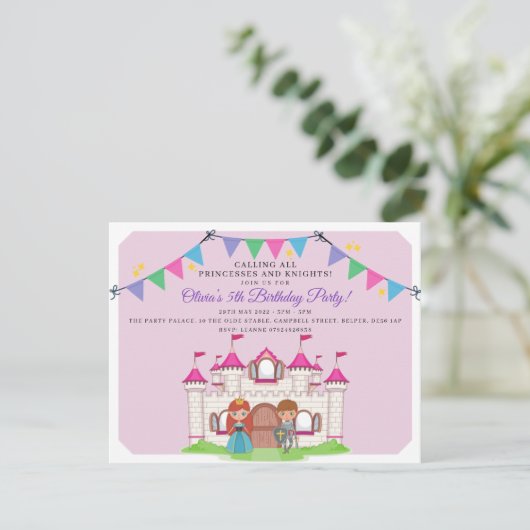 Princesses en uitnodigingen van de Birthday Party (Staand voorkant)