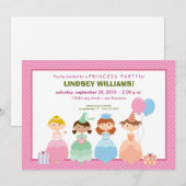 Princesses in Row Princess Party Kaart (Voorkant / Achterkant)