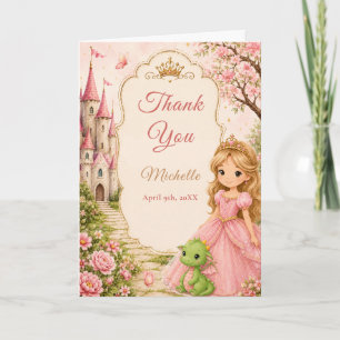 Princesses Kasteel Draak Bedankkaart